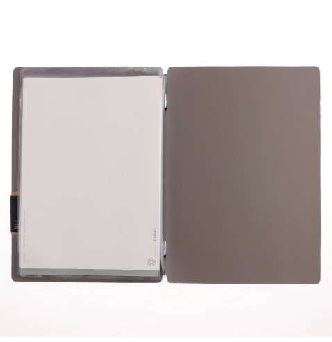 Porta Menu A5 (16,5x23,1 cm) etichetta PATCH "personalizzata" (minimo 18 pezzi) 2 buste (4 facciate) elastico nero CHEF TORTORA