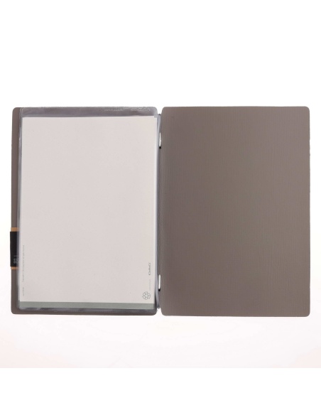 Porta Menu A5 (16,5x23,1 cm) etichetta PATCH "personalizzata" (minimo 18 pezzi) 2 buste (4 facciate) elastico nero CHEF TORTORA