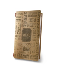 Porta Menu CUSTOM A4 SLIM (17,4x31,8 cm) "CHICAGO" 2 buste (4 facciate) elastico rosso ECO NATURALE sp. 0.6