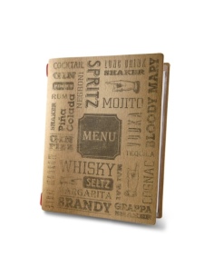 Porta Menu CUSTOM A5 (16,5x23,1 cm) "CHICAGO" 2 buste (4 facciate) elastico rosso ECO NATURALE sp. 0.6