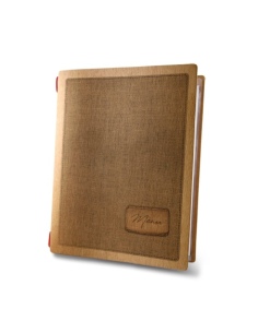 Porta Menu CUSTOM A5 (16,5x23,1 cm) "COUNTRY menu" 2 buste (4 facciate) elastico rosso ECO NATURALE sp. 0.6