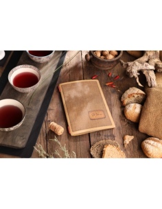 Porta Menu CUSTOM A5 (16,5x23,1 cm) "COUNTRY menu" 2 buste (4 facciate) elastico rosso ECO NATURALE sp. 0.6 2
