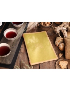 Porta Menu CUSTOM A4 (23,2x31,8 cm) "ECO DESIGN menu" 2 buste (4 facciate) elastico rosso ECO NATURALE sp. 0.6 2