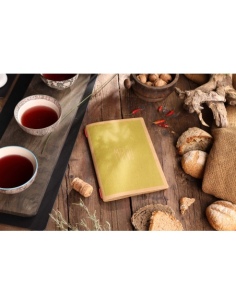 Porta Menu CUSTOM A5 (16,5x23,1 cm) "ECO DESIGN menu" 2 buste (4 facciate) elastico rosso ECO NATURALE sp. 0.6 2