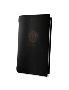 Porta Menu CUSTOM A4 SLIM (17,4x31,8 cm) "ETNO vini" elastico nero 2 buste (4 facciate) ECO NERO sp. 0.6