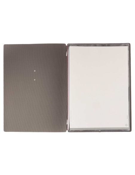 Porta Menu A4 (23,2x31,8 cm) etichetta METAL "menu" 2 buste (4 facciate) elastico rosso JUTA GRIGIO