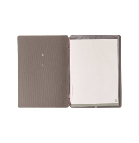 Porta Menu A5 (16,5x23,1 cm) etichetta METAL "menu" 2 buste (4 facciate) elastico rosso JUTA GRIGIO