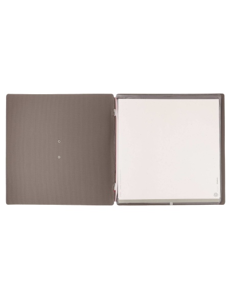 Porta Menu QUADRATO (23x23,1 cm) etichetta METAL "menu" 2 buste (4 facciate) elastico rosso JUTA GRIGIO