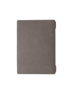 Porta Menu A5 (16,5x23,1 cm) etichetta PATCH "personalizzata" (minimo 18 pezzi) 2 buste (4 facciate) elastico rosso JUTA GRIGIO 2
