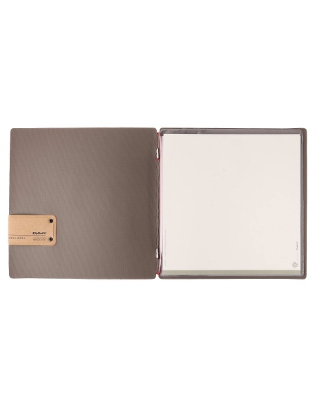 Porta Menu QUADRATO (23x23,1 cm) etichetta PATCH "personalizzata" (minimo 18 pezzi) 2 buste (4 facciate) elastico rosso JUTA GRI