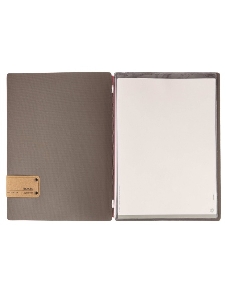 Porta Menu A4 (23,2x31,8 cm) etichetta PATCH "menu" 2 buste (4 facciate) elastico rosso JUTA GRIGIO