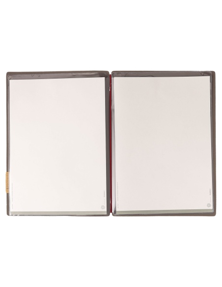Porta Menu A4 (23,2x31,8 cm) etichetta PATCH "menu" 2 buste (4 facciate) elastico rosso JUTA GRIGIO