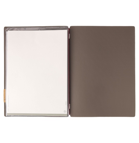 Porta Menu A4 (23,2x31,8 cm) etichetta PATCH "menu" 2 buste (4 facciate) elastico rosso JUTA GRIGIO