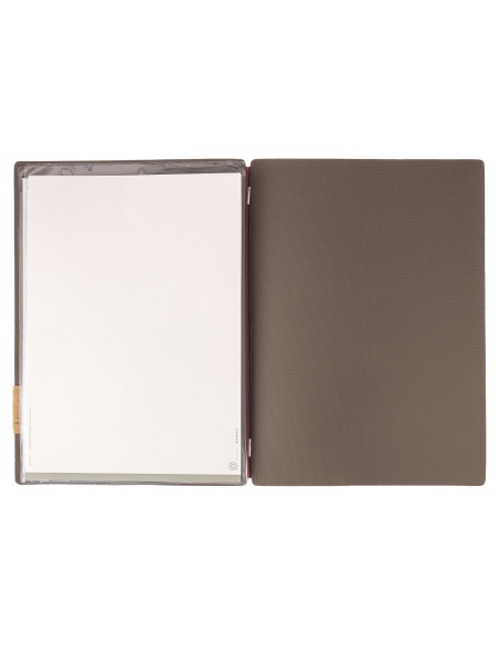 Porta Menu A4 (23,2x31,8 cm) etichetta PATCH "menu" 2 buste (4 facciate) elastico rosso JUTA GRIGIO