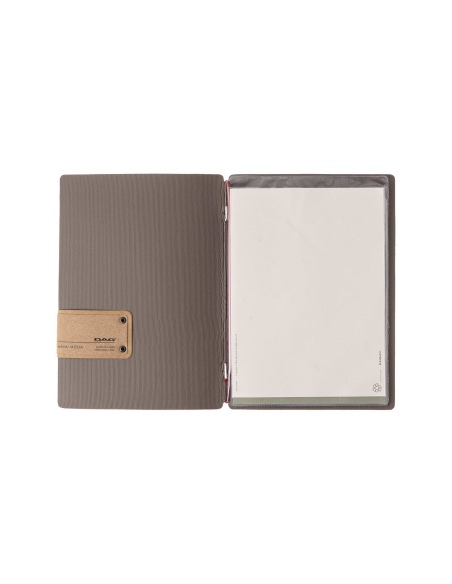 Porta Menu A5 (16,5x23,1 cm) etichetta PATCH "menu" 2 buste (4 facciate) elastico rosso JUTA GRIGIO