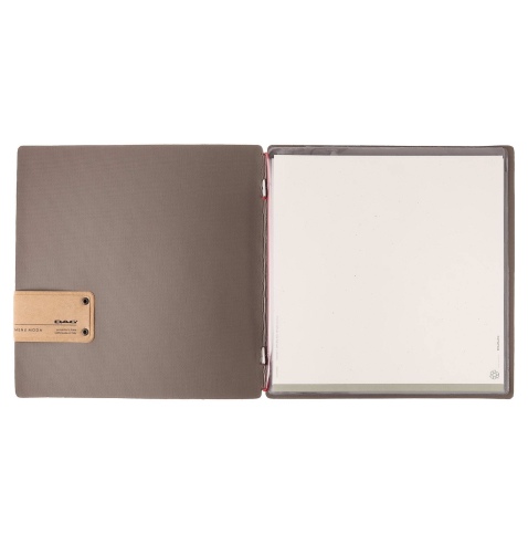 Porta Menu QUADRATO (23x23,1 cm) etichetta PATCH "menu" 2 buste (4 facciate) elastico rosso JUTA GRIGIO