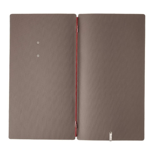 Porta Menu A4 SLIM (17,4x31,8 cm) etichetta METAL "personalizzata" (minimo 18 pezzi) solo elastico rosso JUTA GRIGIO
