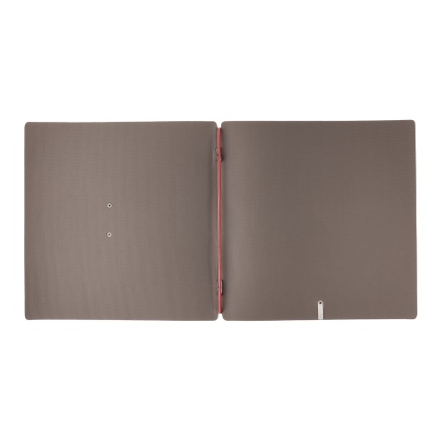 Porta Menu QUADRATO (23x23,1 cm) etichetta METAL "personalizzata" (minimo 18 pezzi) solo elastico rosso JUTA GRIGIO
