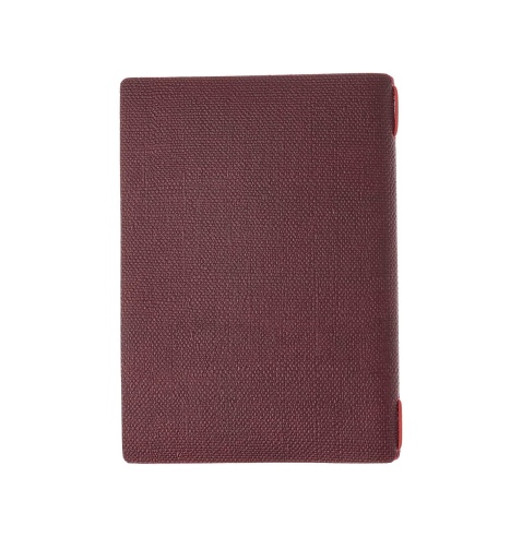 Porta Menu A5 (16,5x23,1 cm) etichetta PATCH "menu" 2 buste (4 facciate) elastico rosso JUTA BORDEAUX
