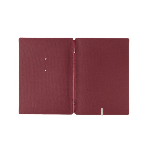 Porta Menu A5 (16,5x23,1 cm) etichetta METAL "menu" solo elastico rosso JUTA BORDEAUX