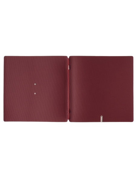 Porta Menu QUADRATO (23x23,1 cm) etichetta METAL "menu" solo elastico rosso JUTA BORDEAUX