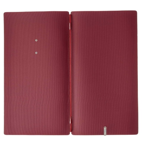 Porta Menu A4 SLIM (17,4x31,8 cm) etichetta METAL "personalizzata" (minimo 18 pezzi) solo elastico rosso JUTA BORDEAUX