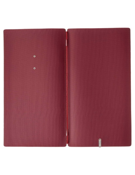 Porta Menu A4 SLIM (17,4x31,8 cm) etichetta METAL "personalizzata" (minimo 18 pezzi) solo elastico rosso JUTA BORDEAUX