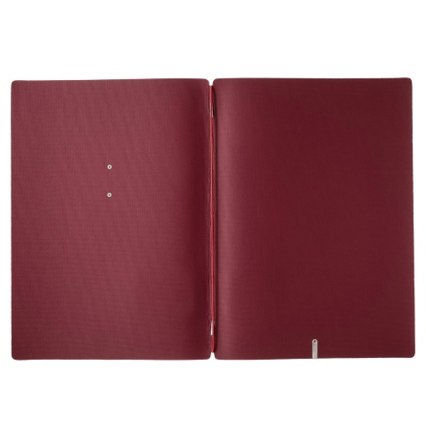 Porta Menu A4 (23,2x31,8 cm) etichetta METAL "personalizzata" (minimo 18 pezzi) solo elastico rosso JUTA BORDEAUX