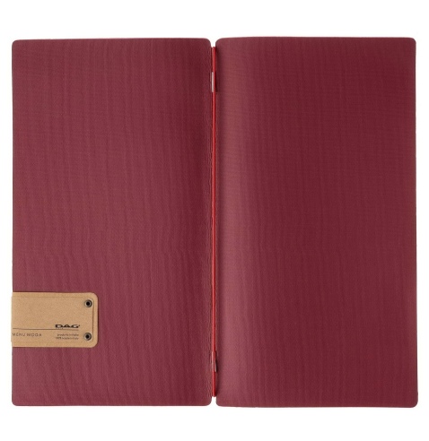 Porta Menu A4 SLIM (17,4x31,8 cm) etichetta PATCH "personalizzata" (minimo 18 pezzi) solo elastico rosso JUTA BORDEAUX