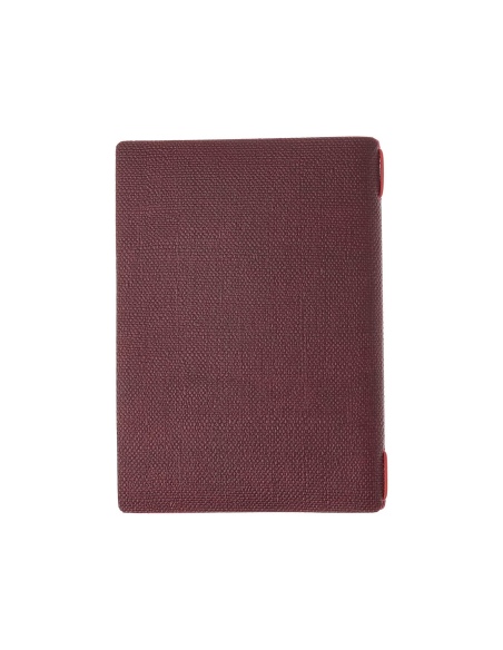 Porta Menu A5 (16,5x23,1 cm) etichetta PATCH "personalizzata" (minimo 18 pezzi) solo elastico rosso JUTA BORDEAUX