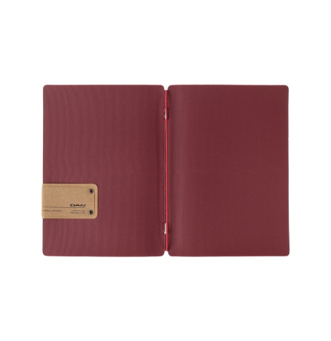 Porta Menu A5 (16,5x23,1 cm) etichetta PATCH "personalizzata" (minimo 18 pezzi) solo elastico rosso JUTA BORDEAUX