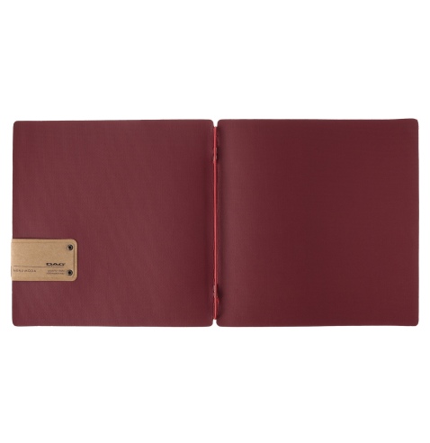 Porta Menu QUADRATO (23x23,1 cm) etichetta PATCH "personalizzata" (minimo 18 pezzi) solo elastico rosso JUTA BORDEAUX