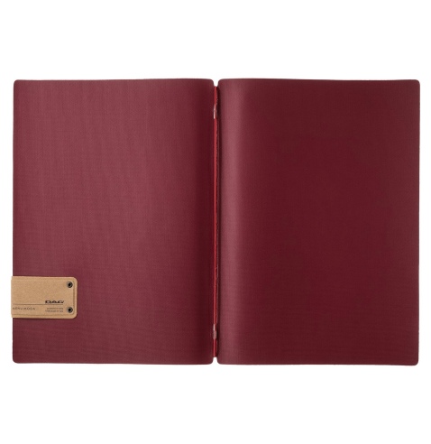 Porta Menu A4 (23,2x31,8 cm) etichetta PATCH "menu" solo elastico rosso JUTA BORDEAUX
