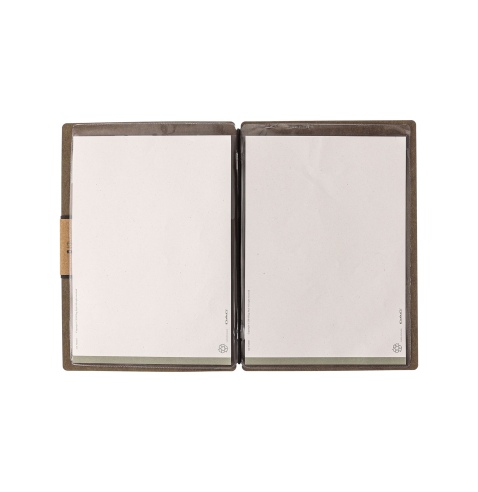Porta Menu A5 (16,5x23,1 cm) etichetta PATCH "menu" 2 buste (4 facciate) elastico nero ECOMENU MARRONE sp. 0.6