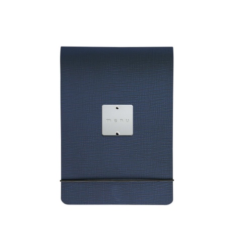 CITY MENU porta menu A5 etichetta METAL STANDARD "menu" molla ferma fogli CHEF BLU
