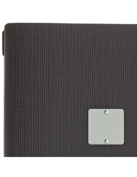 Porta Menu A4 (23,2x31,8 cm) etichetta METAL "menu" 2 buste (4 facciate) elastico nero CHEF MARRONE
