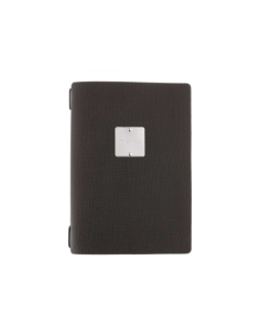 Porta Menu A5 (16,5x23,1 cm) etichetta METAL "menu" 2 buste (4 facciate) elastico nero CHEF MARRONE
