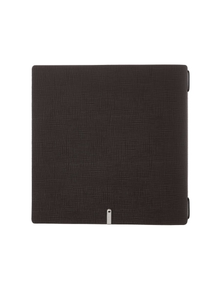 Porta Menu QUADRATO (23x23,1 cm) etichetta METAL "menu" 2 buste (4 facciate) elastico nero CHEF MARRONE