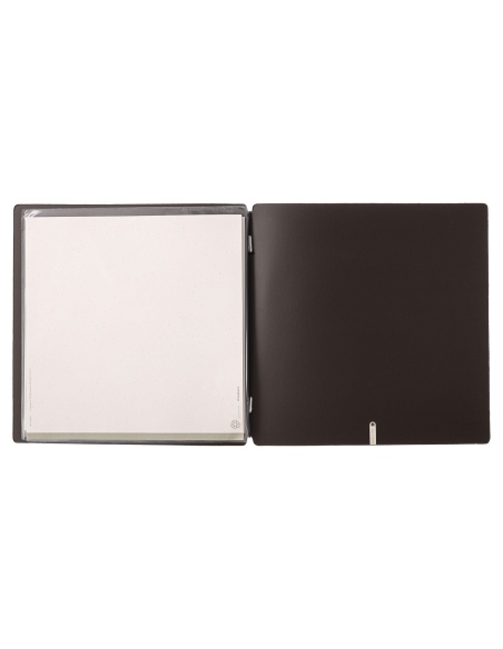 Porta Menu QUADRATO (23x23,1 cm) etichetta METAL "menu" 2 buste (4 facciate) elastico nero CHEF MARRONE
