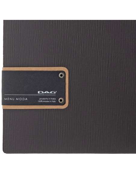 Porta Menu A4 SLIM (17,4x31,8 cm) etichetta PATCH "personalizzata" (minimo 18 pezzi) 2 buste (4 facciate) elastico nero CHEF MAR