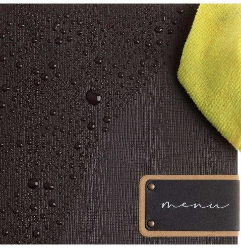 Porta Menu QUADRATO (23x23,1 cm) etichetta PATCH "personalizzata" (minimo 18 pezzi) 2 buste (4 facciate) elastico nero CHEF MARR