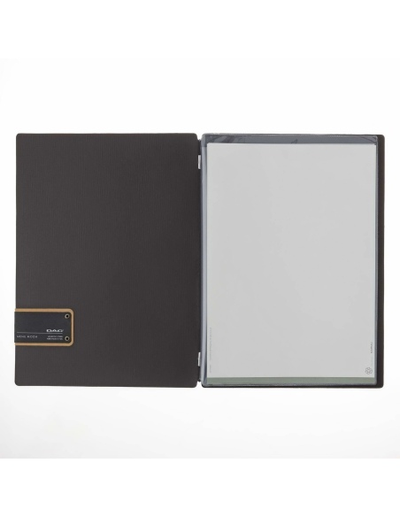 Porta Menu A4 (23,2x31,8 cm) etichetta PATCH "menu" 2 buste (4 facciate) elastico nero CHEF MARRONE