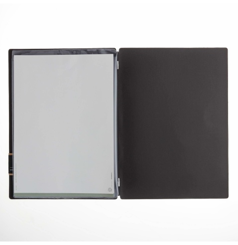 Porta Menu A4 (23,2x31,8 cm) etichetta PATCH "menu" 2 buste (4 facciate) elastico nero CHEF MARRONE