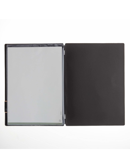 Porta Menu A4 (23,2x31,8 cm) etichetta PATCH "menu" 2 buste (4 facciate) elastico nero CHEF MARRONE