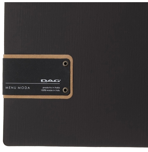 Porta Menu A4 (23,2x31,8 cm) etichetta PATCH "menu" 2 buste (4 facciate) elastico nero CHEF MARRONE