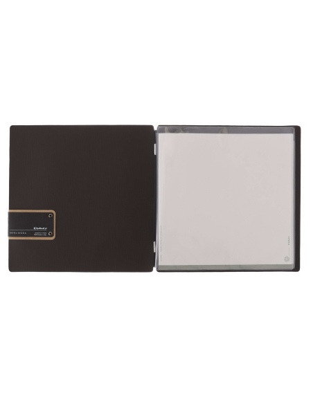 Porta Menu QUADRATO (23x23,1 cm) etichetta PATCH "menu" 2 buste (4 facciate) elastico nero CHEF MARRONE