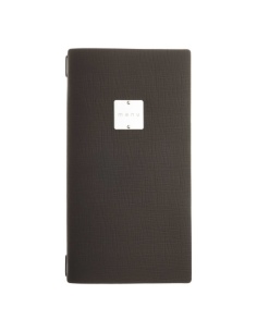 Porta Menu A4 SLIM (17,4x31,8 cm) etichetta METAL "menu" solo elastico nero CHEF MARRONE