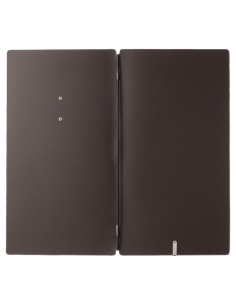Porta Menu A4 SLIM (17,4x31,8 cm) etichetta METAL "menu" solo elastico nero CHEF MARRONE 2