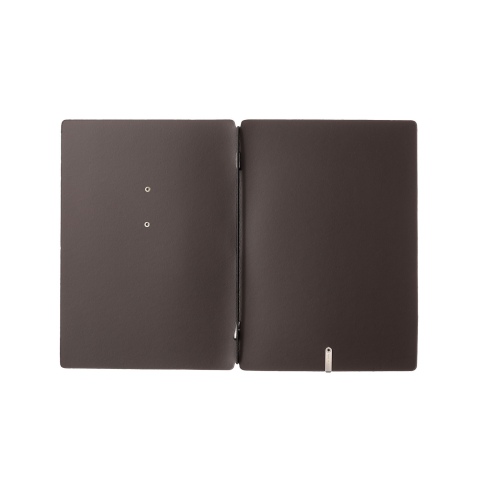 Porta Menu A5 (16,5x23,1 cm) etichetta METAL "menu" solo elastico nero CHEF MARRONE