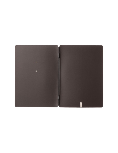 Porta Menu A5 (16,5x23,1 cm) etichetta METAL "menu" solo elastico nero CHEF MARRONE